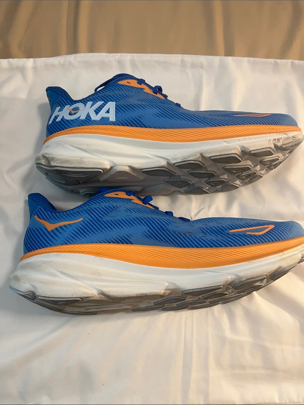 Hoka Men's Blue with Orange Trim Running Shoes Clifton 9